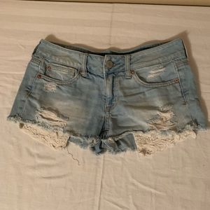 American Eagle outfitters blue jean shorts 4 lace